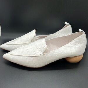 Jeffrey Campbell Vinny White Leather Alligator Print Women's Size 9 Heeled Flat